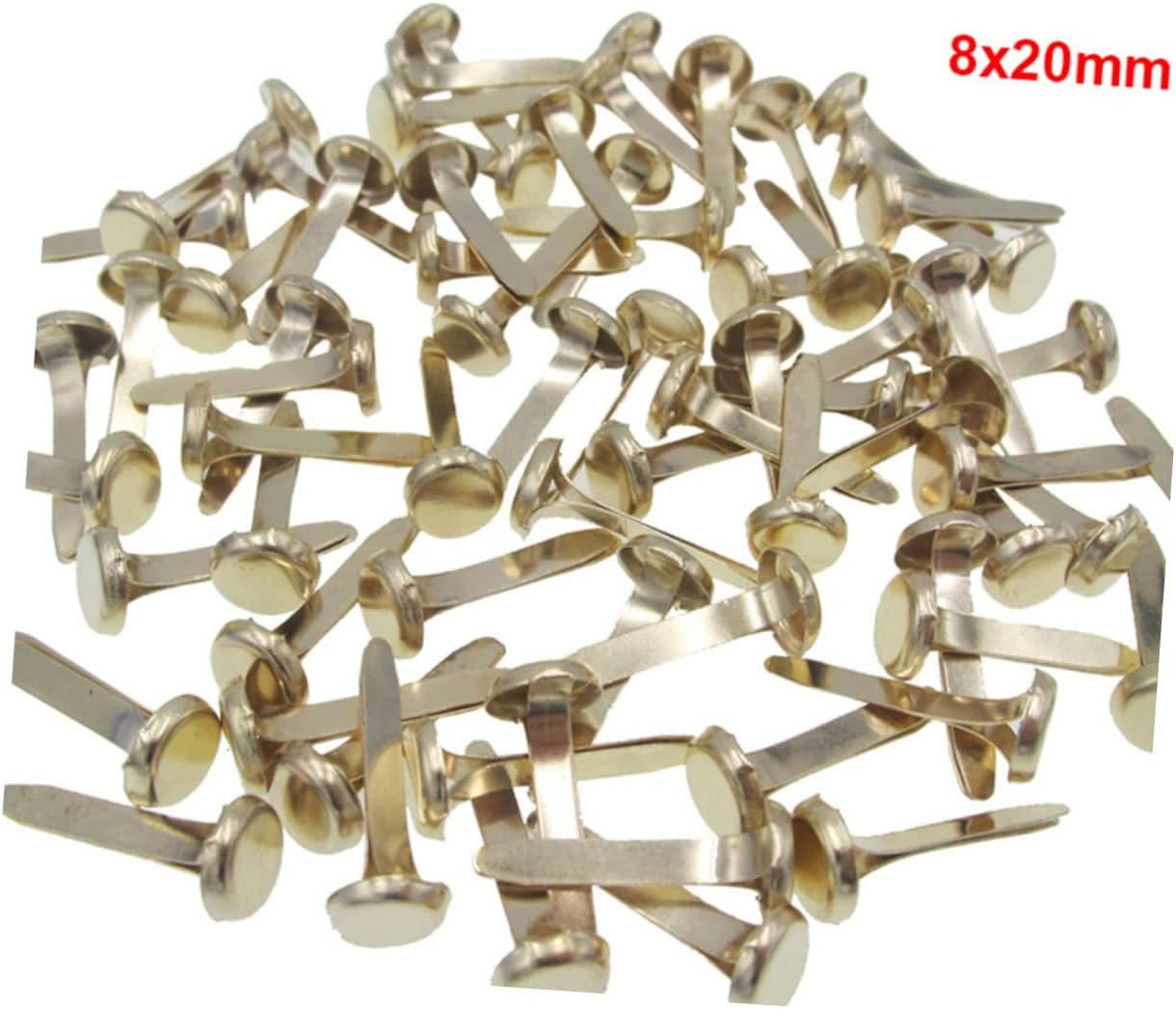 OHPHCALL 100Pcs Mini Round Craft Brads Golden Two Legged Fasteners for DIY Projects Scrapbooking Cardmaking and Crafts Easy to Use and Safe