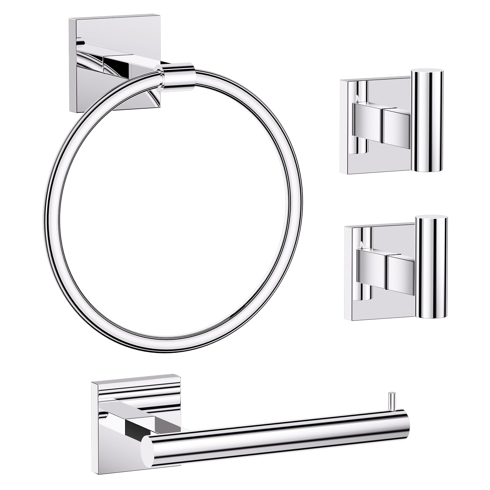 Brushed Gold Bathroom Hardware Set - Toilet Paper Holder & More -9