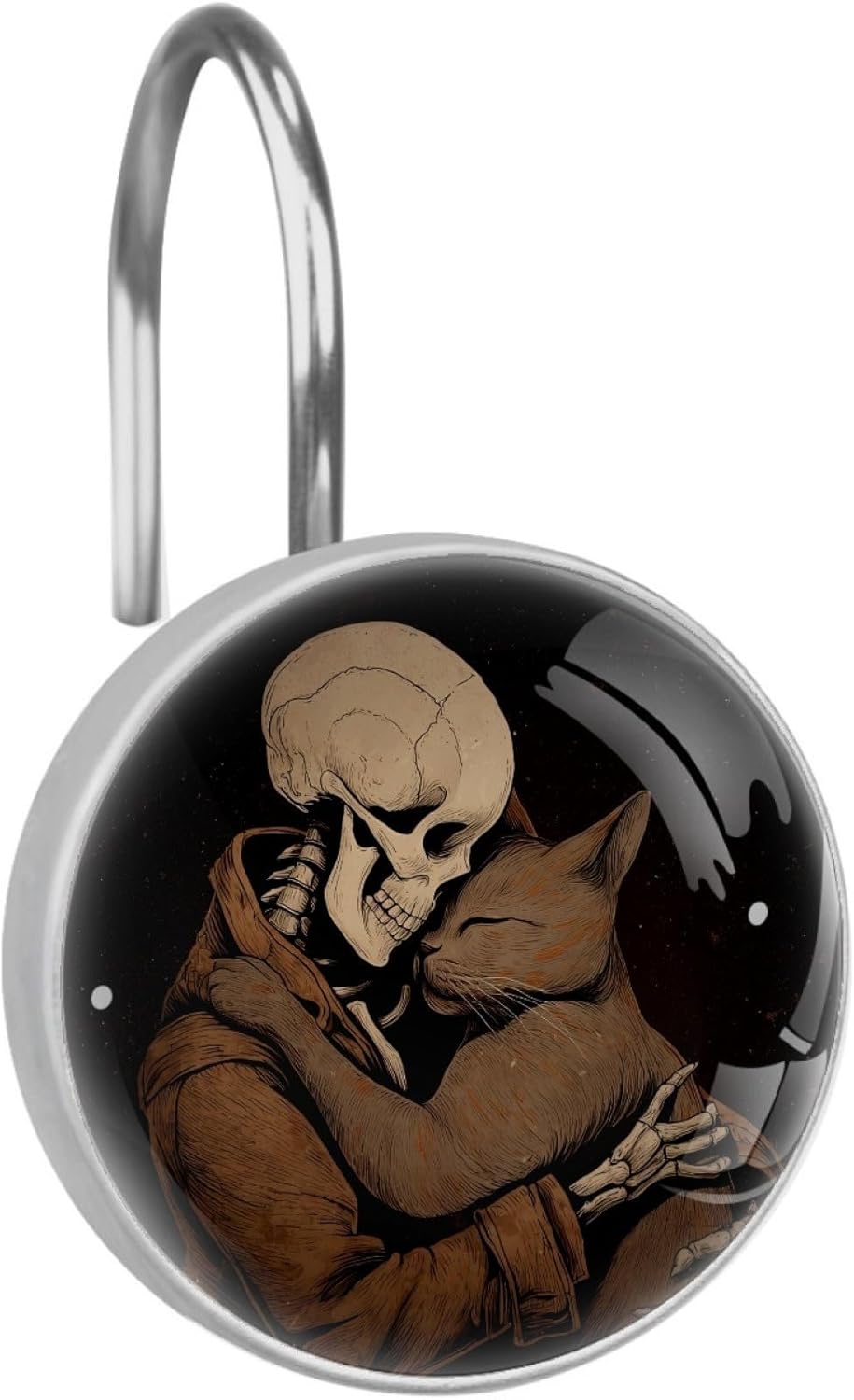 12 Pack Skeleton Cat Shower Curtain Hooks Rings, Decorative Shower Hooks for Shower Curtain, Stainless Steel Decorative Shower Hangers Rings for Bathroom