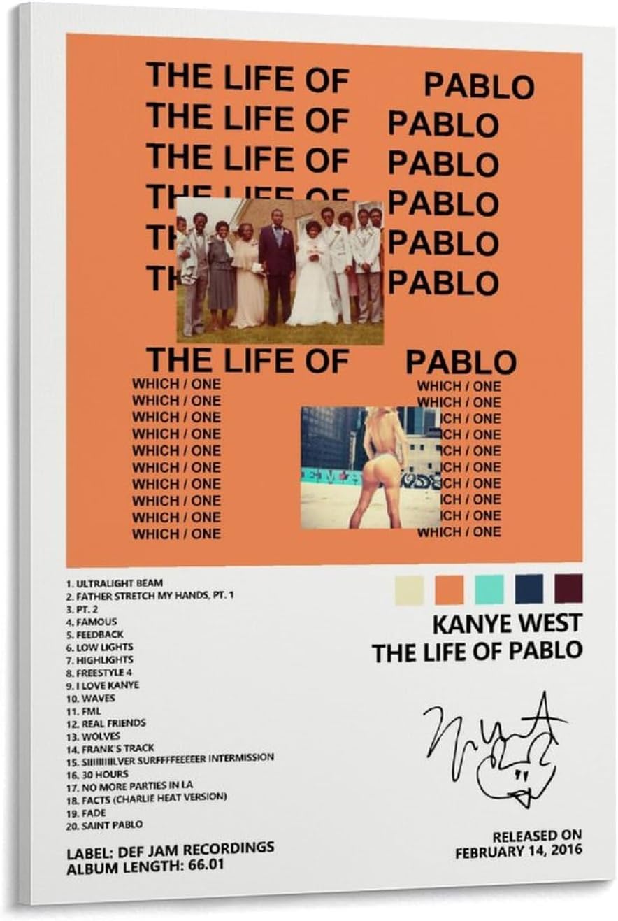 Kanye West Poster Vultures Canvas Poster Yeezus Kanye Poster Graduation Album Cover YE Poster FRAMED and UNFRAMED Poster (STYLE E, 16 X 24 FRAMED)