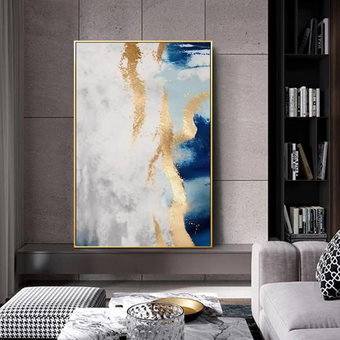 DFZEWKI Abstract Gold Pink Canvas Modern Colorful Living Room Wall Art for Living Room Home Decor(30x40cm(12x16in)/No frame)