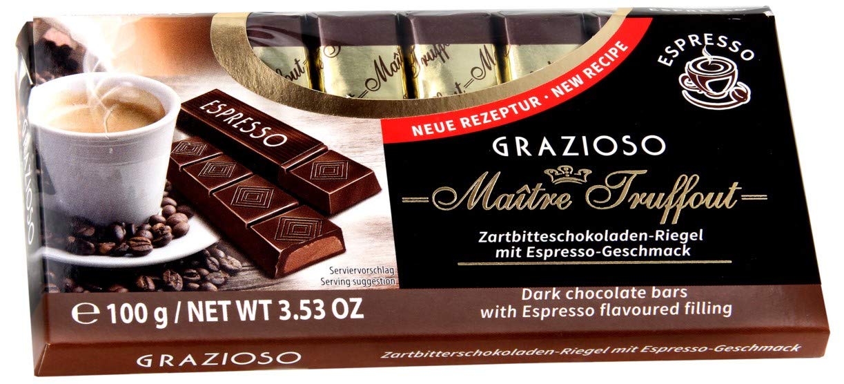 Maitre Truffout, Grazioso Dark chocolate Espresso bars 100g (6 pcs)