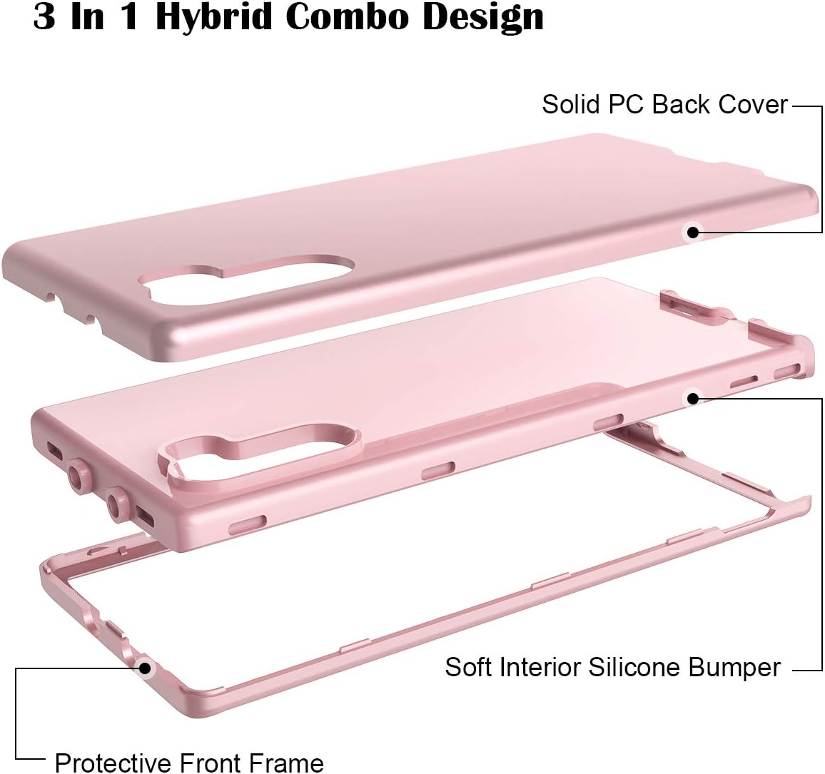 WeLoveCase Galaxy Note 10 Case, Note 10 Cover 3 in 1 Hybrid Heavy Duty Protection Full Body Shockproof TPU Bumper Hard PC Outer Shell Protective Case for Samsung Galaxy Note 10 Rose Gold