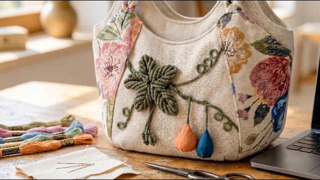 Bolso casual vintage bordado para mujer miniatura 7