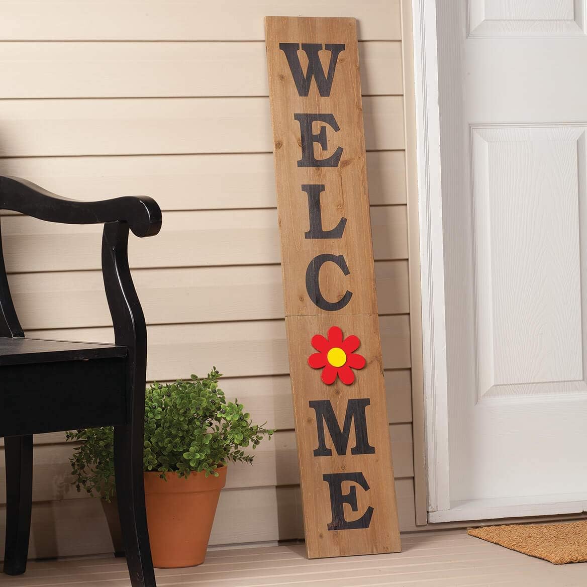 Fox Valley Traders Folding Wooden Welcome Sign, Including 10 Interchangeable Holiday Shapes with Magnets