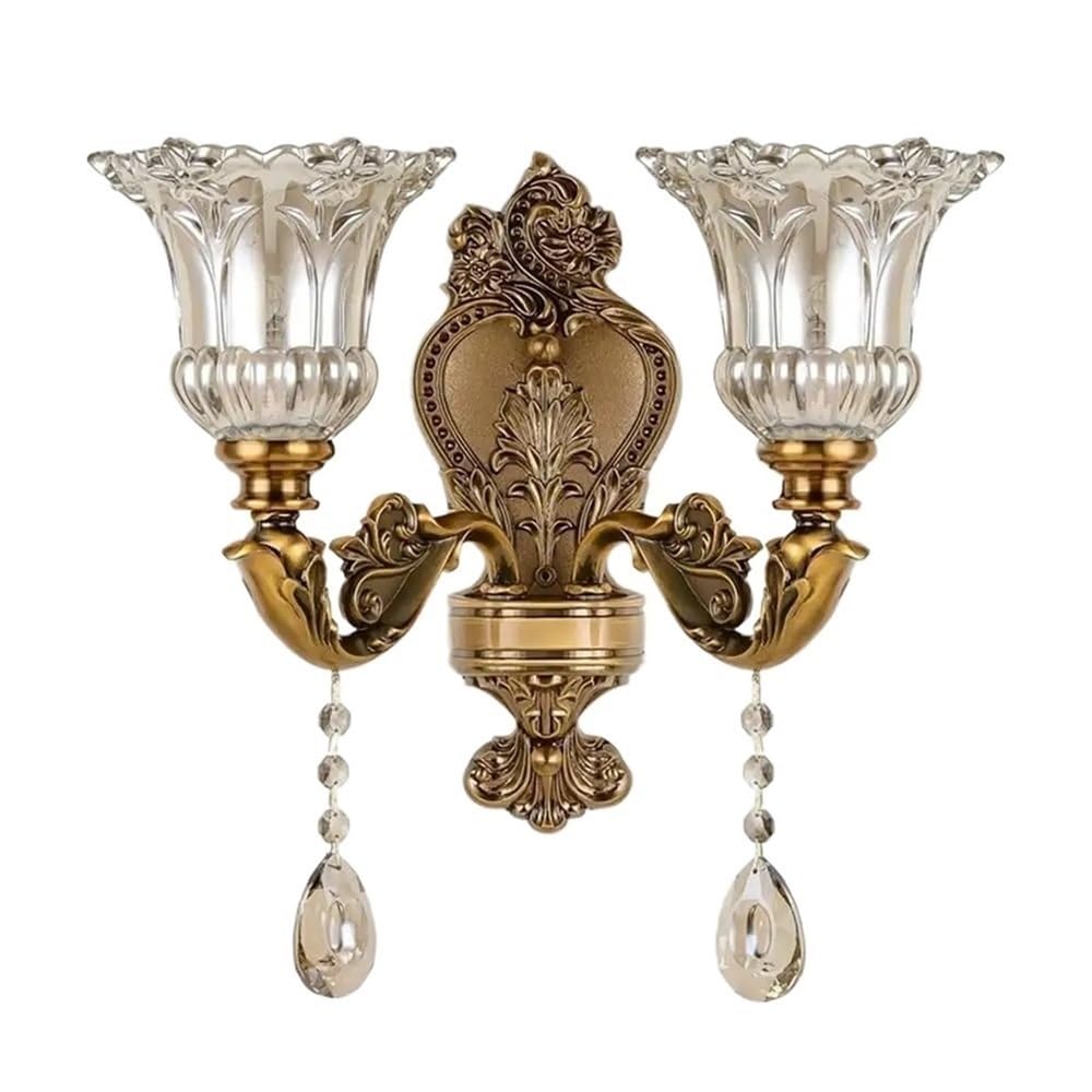 OZBMA European Style Vintage Wall Sconce Flower Glass Shade Light for Living Room Bedroom Corridor Kitchen Entryway Lamp(36cm/14.1in)