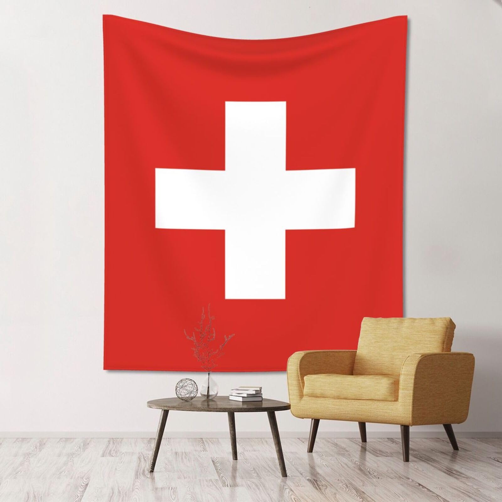 ZZYYDS Floral Wall Decor Tapestry Swiss Flag for Living Room Dormitory Home Decor Party Background, 60x51 Inch (Vertical)