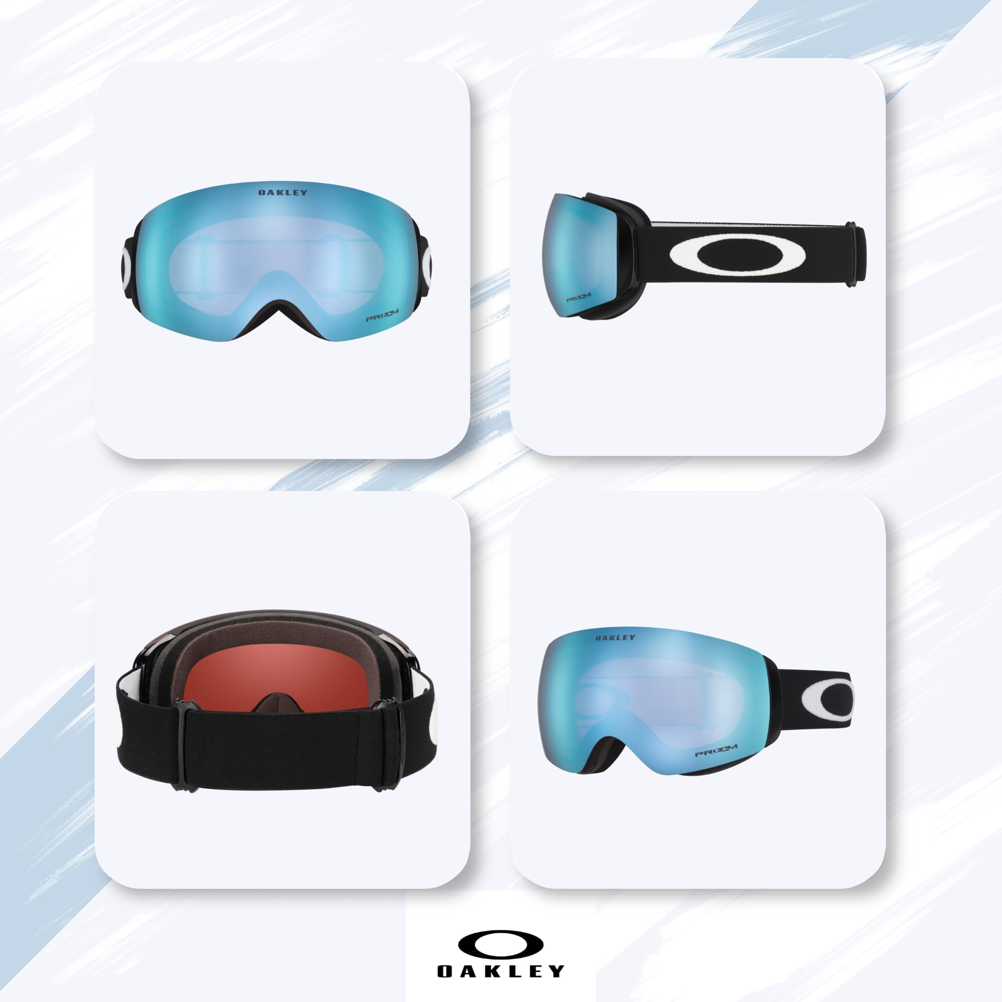 Oakley Flight Deck M OO7064 czarny z Prizm Sapphire Iridium Gogle narciarskie dla mężczyzn dla kobiet + zestaw akcesoriów do smyczy, etui z mikrofibry