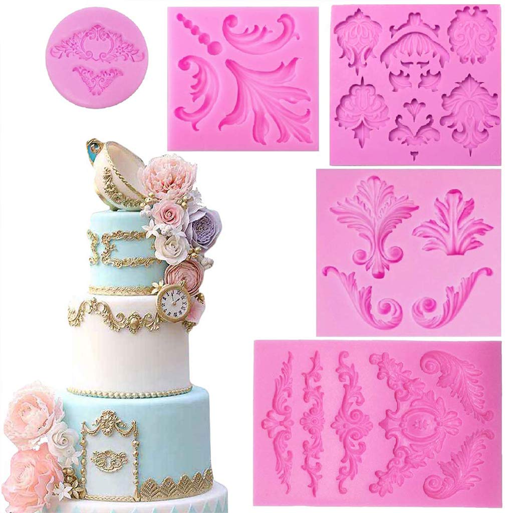 GUMEI 5pcs Barock Stil Spitze Fondant Silikonform für Kuchen Cupcake Schmuck Dekor