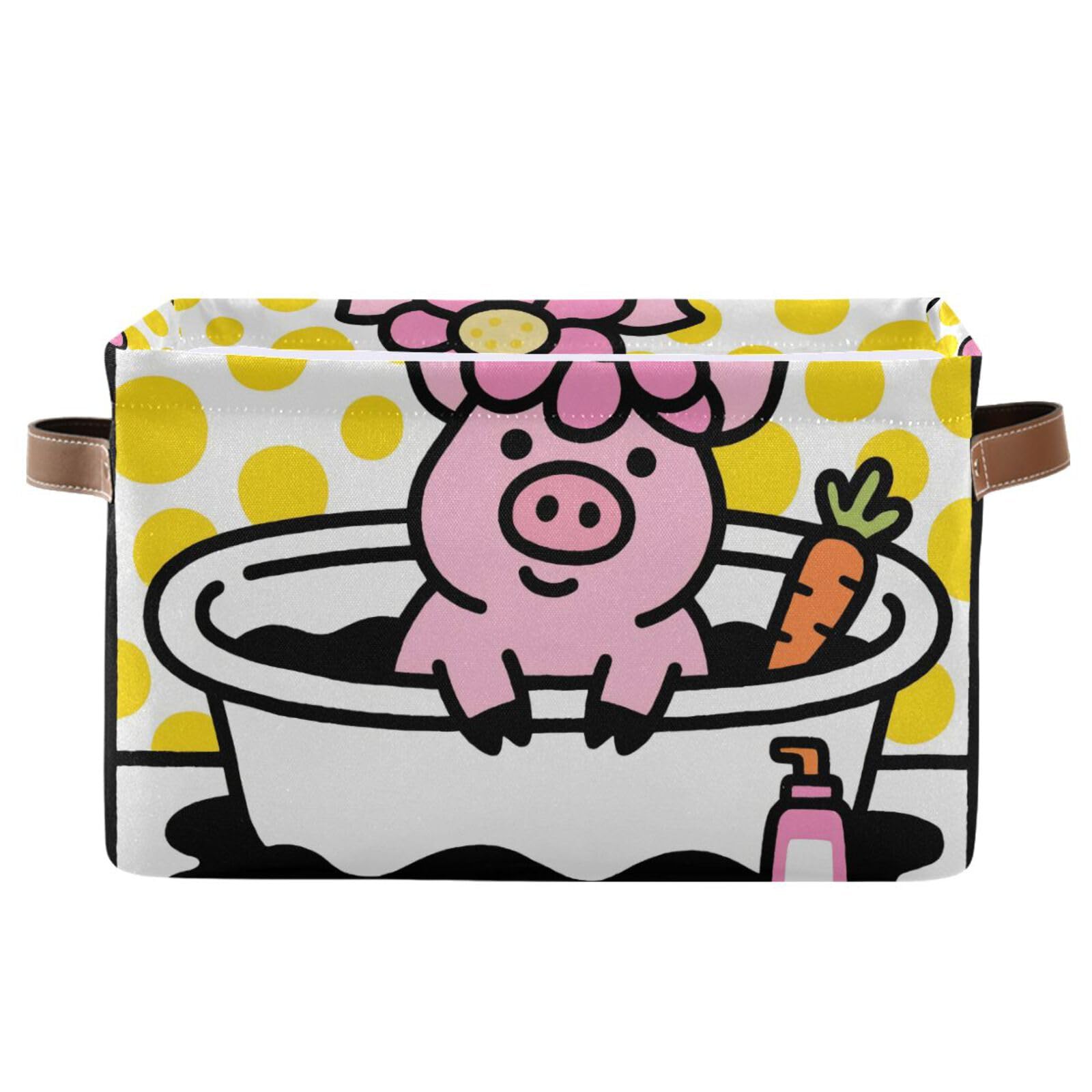 Panier de rangement cochon mignon 15L pliable et imperméable pour étagère enfant
