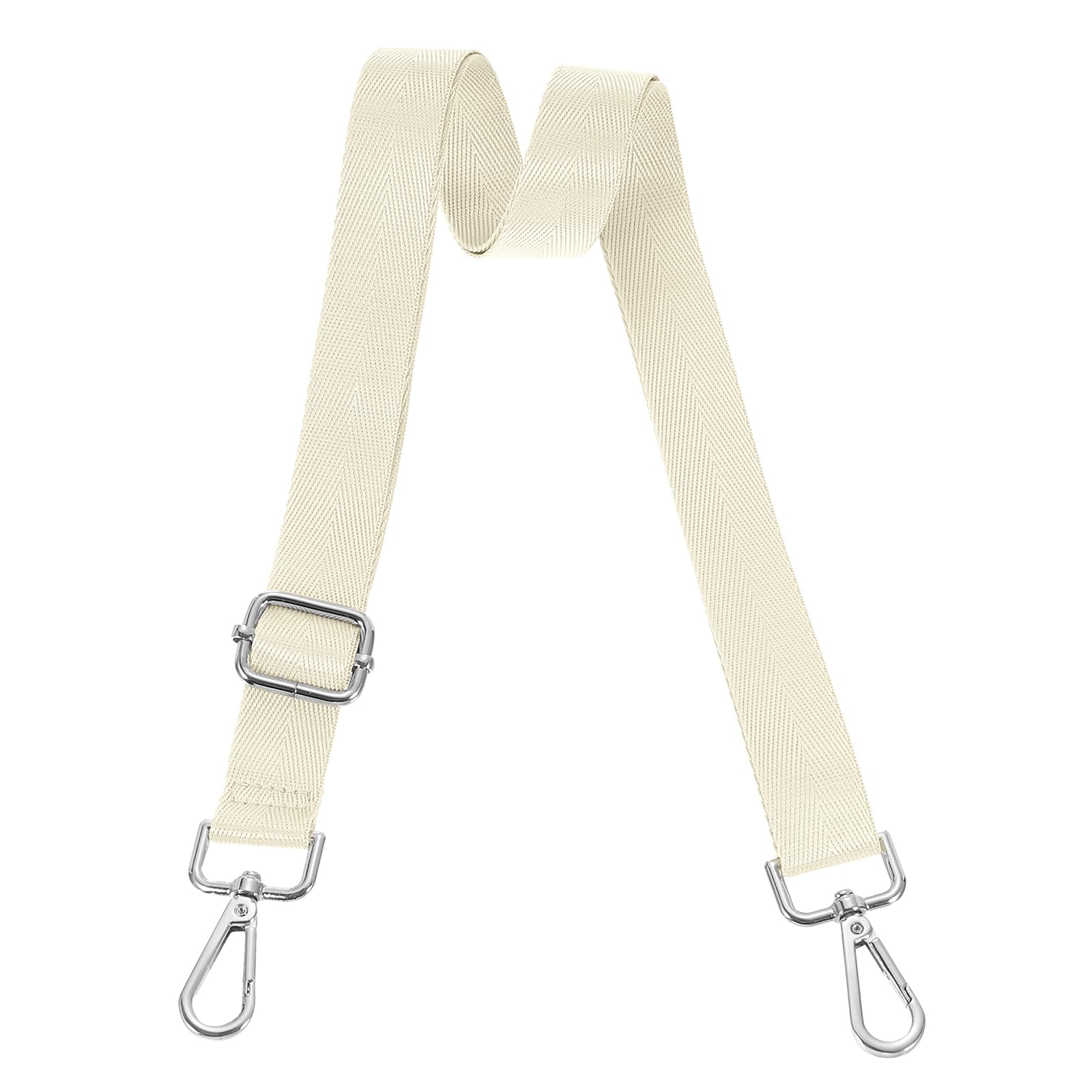 uxcell Wide Shoulder Strap, 2.5cm Adjustable Purse Strap Replacement Crossbody Strap for Shoulder Bag Handbag, Beige, Silver Pull Core Buckle
