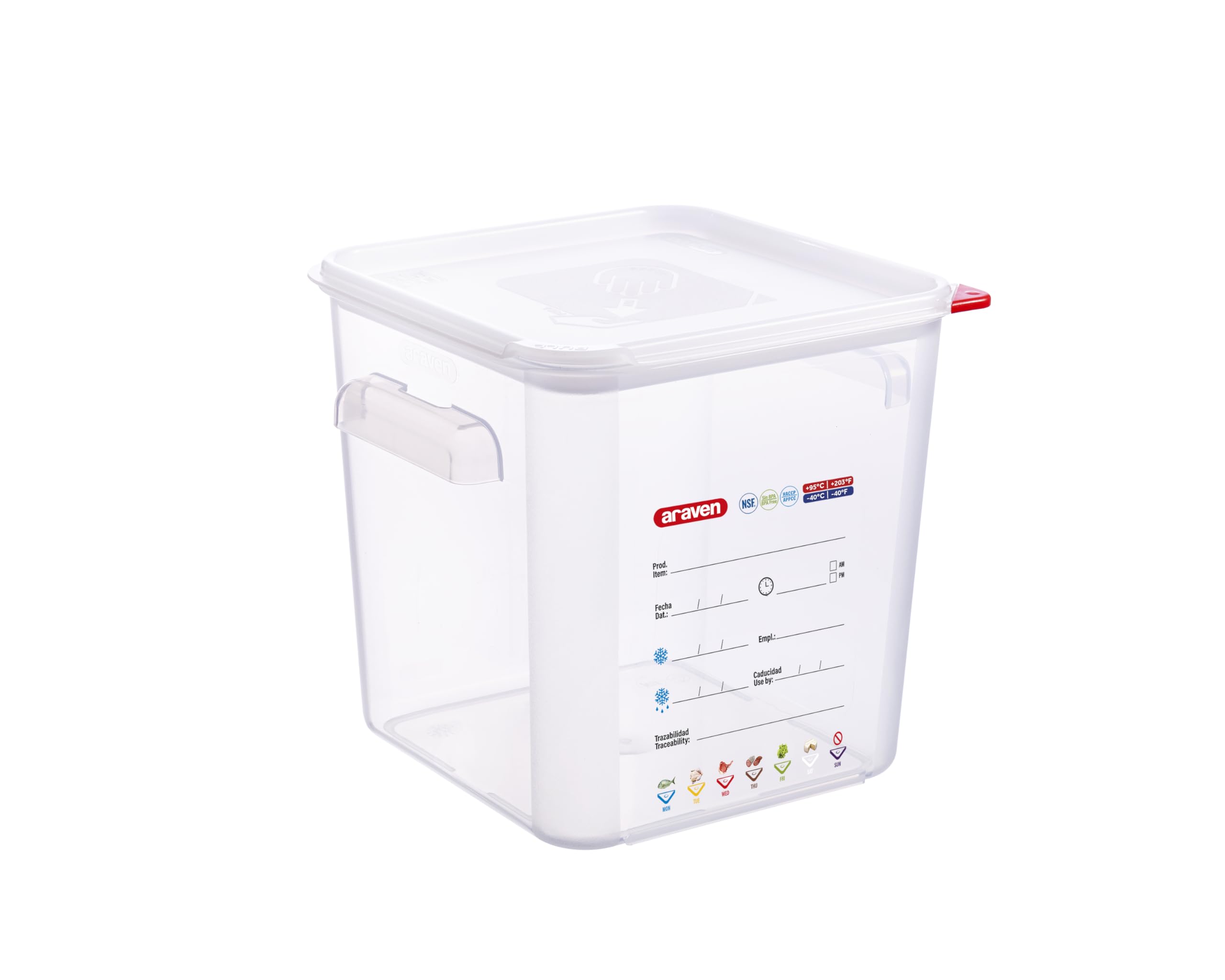 Araven Contenitore quadrato trasparente in polipropilene - 18 litri con coperchio 290x290x320