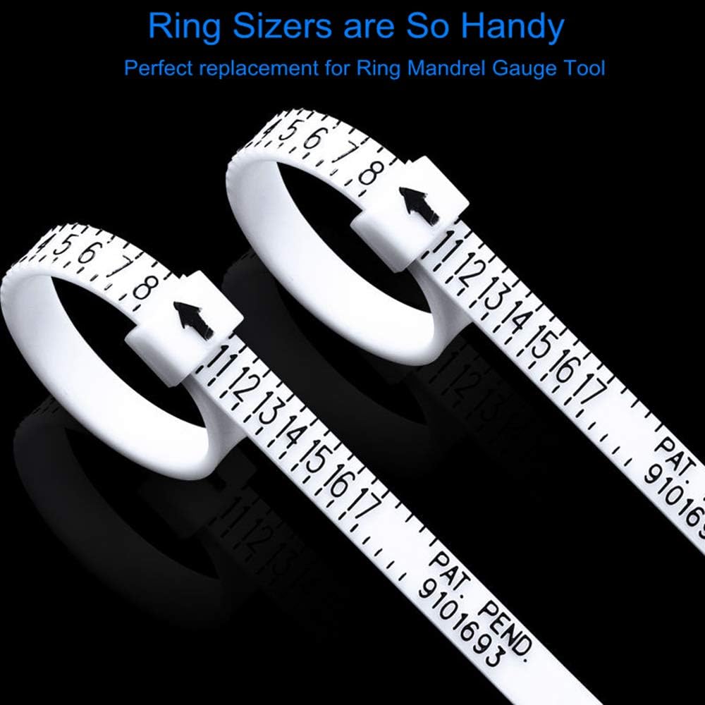 6PCS Upgrade Ring Sizer Measuring Tool, Accurate Ring Sizers for Loose Rings, Premium 1-17 USA Ring Sizer Tool, Easy to Use Tools, Jewelry Tools, White and Black, Reusable, Comfortable Plastic