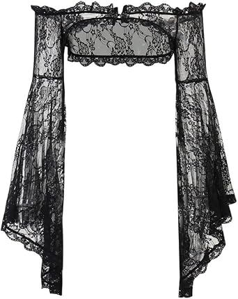 Lace Bolero Shrug Bell Sleeve Goth Short Cardigan Shawl for Women