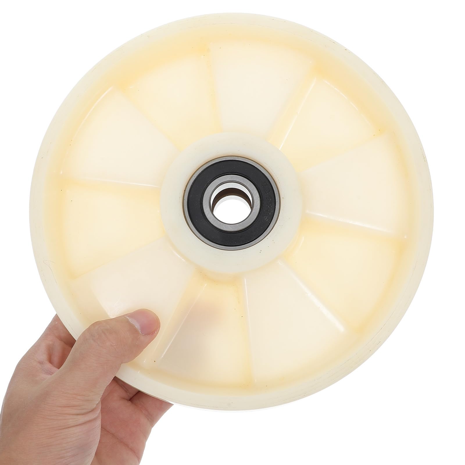 Roue de Transpalette en Nylon Beige avec Roulements à Billes, Diamètre 200x50 Mm, 47 Mm, Fonction Pivotante, pour Supermarchés et Entrepôts