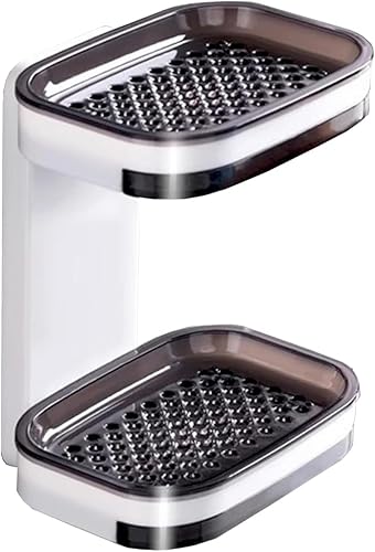 Miniatura 1 de Jabonera para montar en la pared, jabonera autoadhesiva para ducha, protector de jabón de doble capa con bandeja de jabón de plástico de drenaje