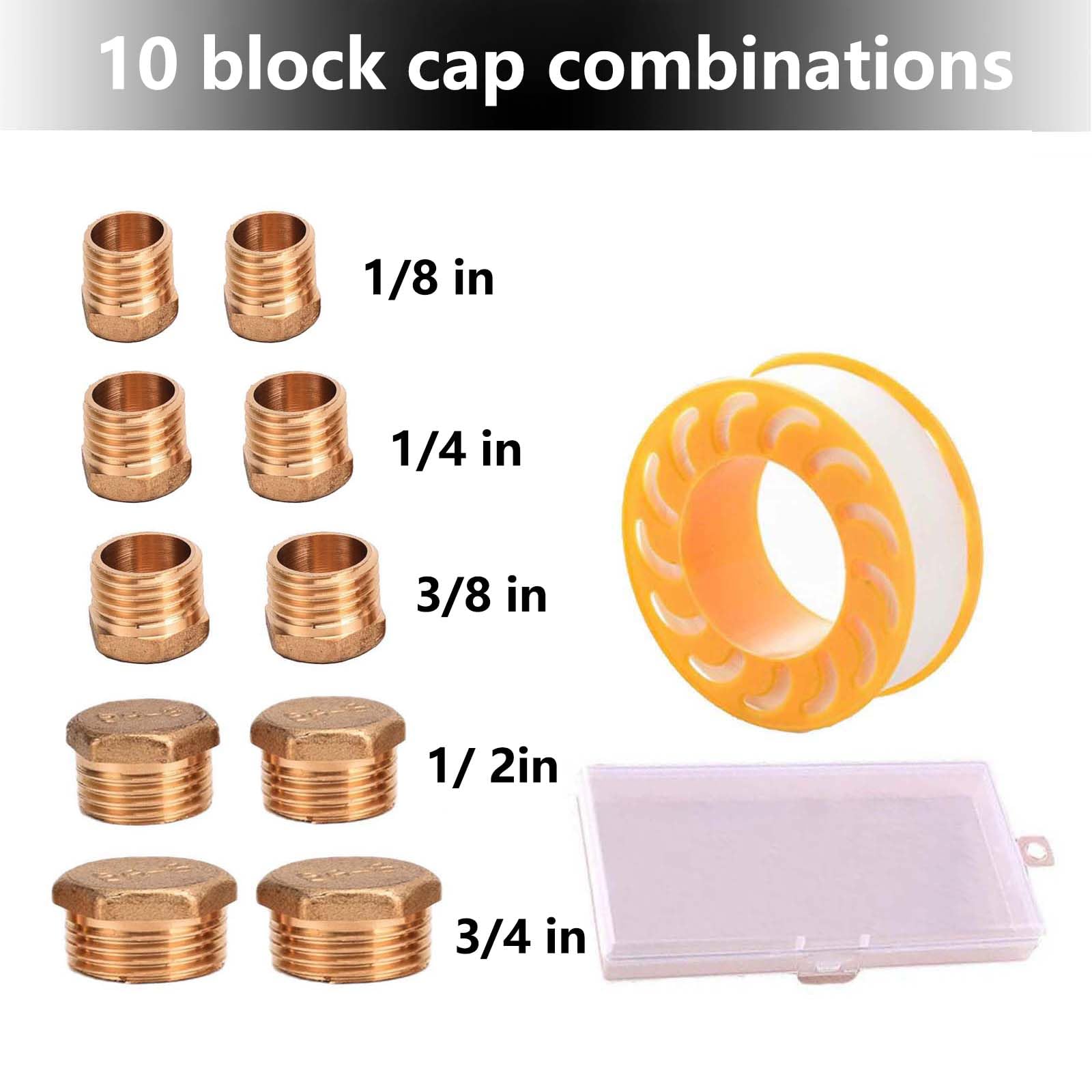 10 Pezzi Tappo Per Tubo In Ottone 1/8 1/4 3/8 1/2 3/4 In Tappo Maschio - Foto 2