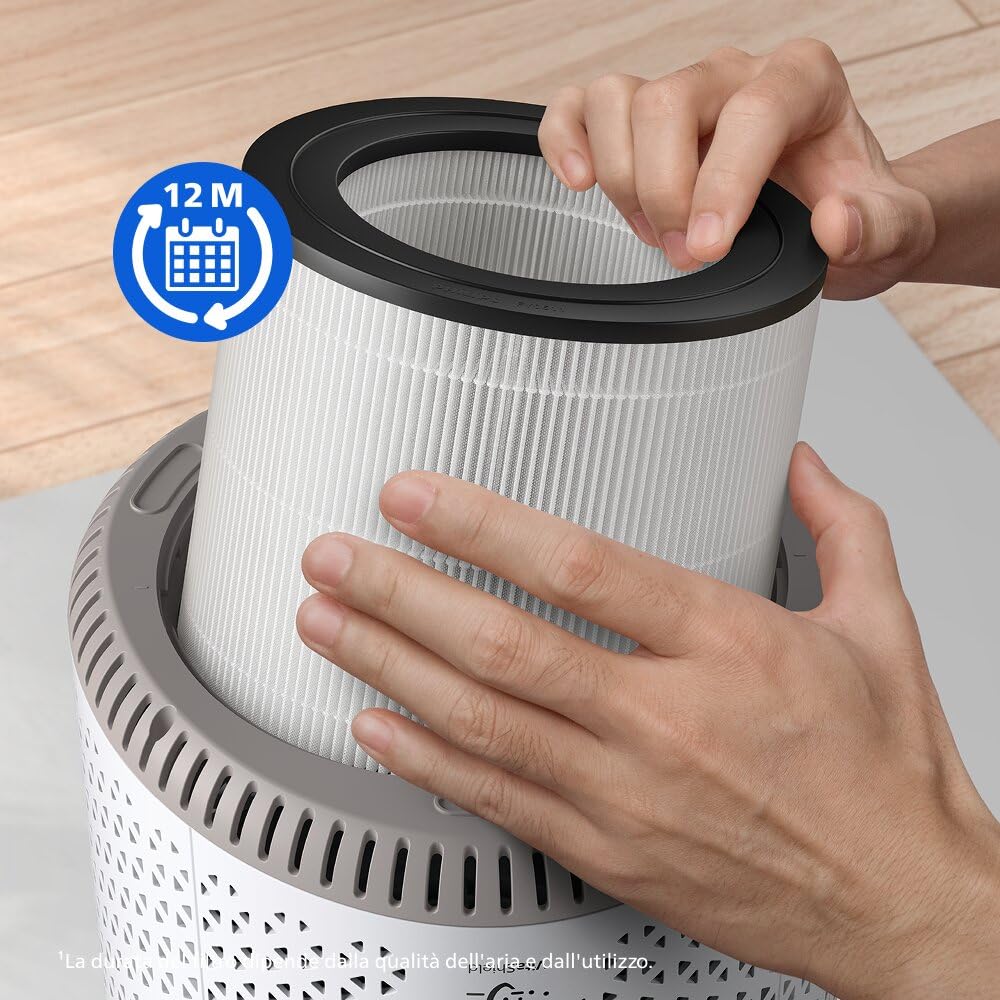 Philips Filtro di Ricambio Originale per Purificatore d'Aria Serie 600 AC0650, AC0651, HEPA NanoProtect, Durata 12 Mesi (FY0611/30)