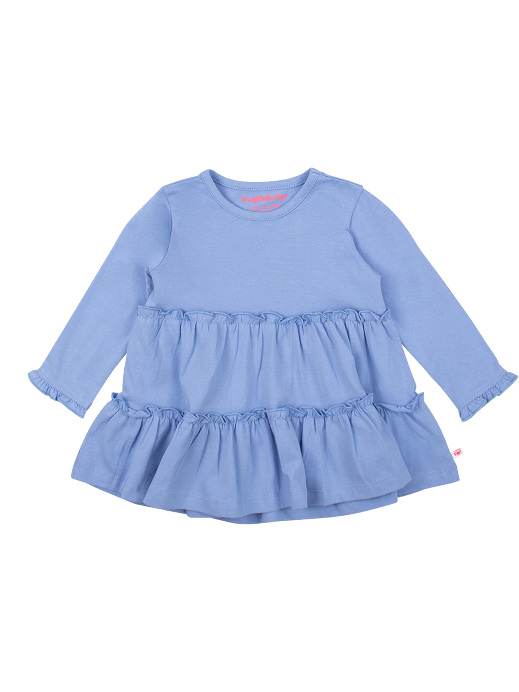 RuffleButts Girls High Low Tunic - Long Sleeve Ruffle Tunic Top