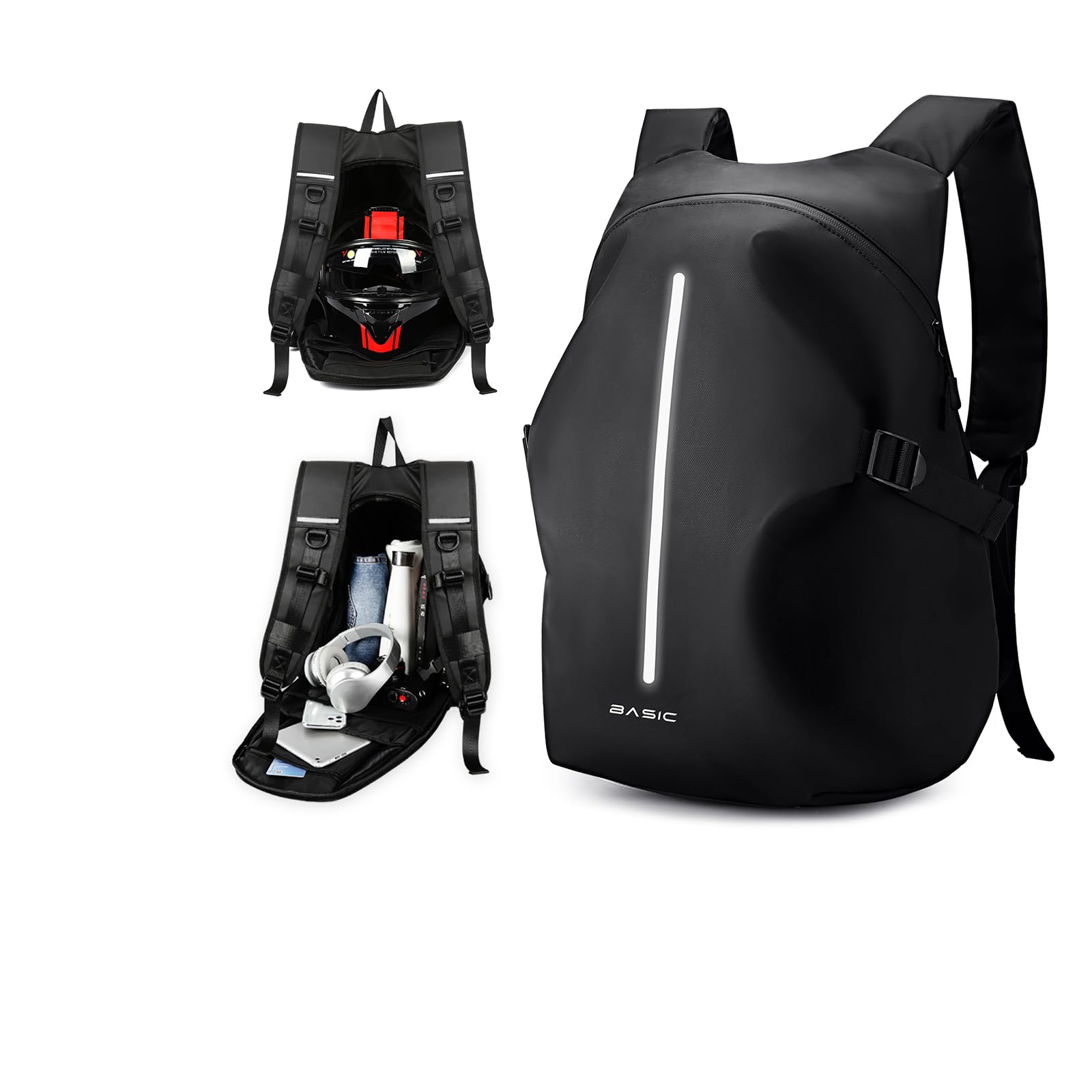 WEPLAN Motorrugzak Heren Dames Motorhelm Rugtas Helmrugzak Motor Rugzak Helmrugzak voor Motorfiets Motorhelm Tassen Laptop Rugzak Motorfiets Hard Shell Backpack Helm Rugzak Tas Motorhelm Tas,Zwart L