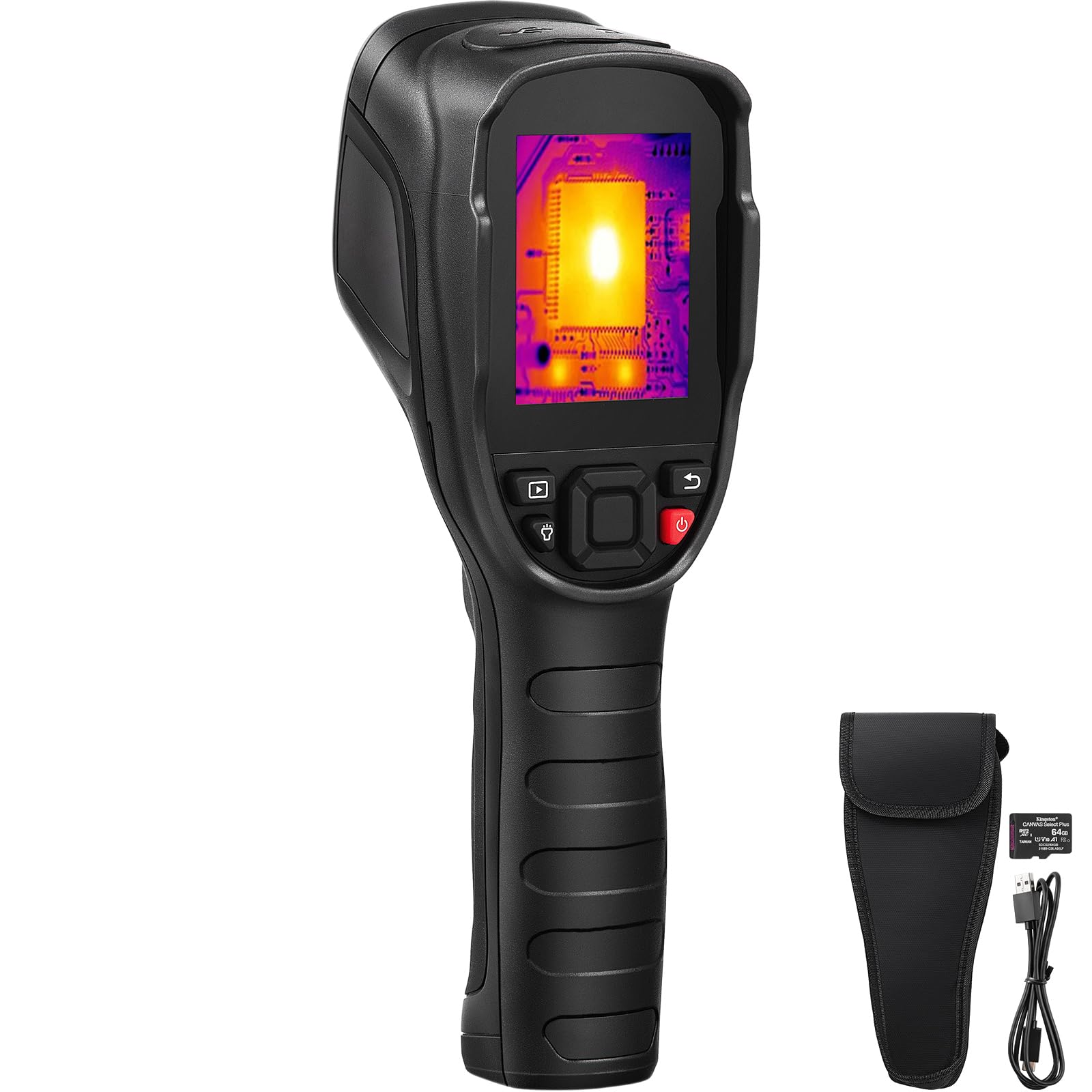 Happybuy Thermal Imaging Camera, 240x180 IR Resolution and 2MP Visual Camera, 20Hz Refresh Rate, -4?~1022? Temp Range, 64G SD Card and Rechargeable Battery