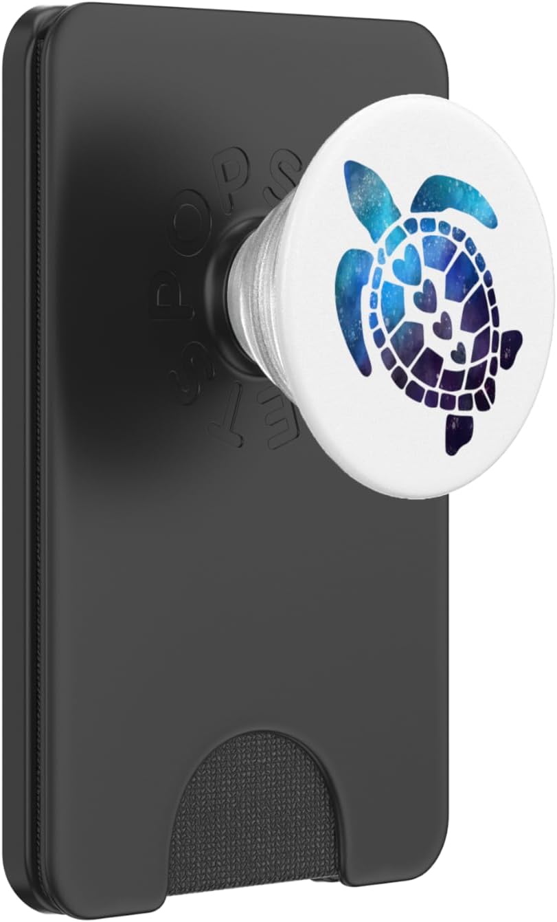 Sea Turtle Watercolor Space Galaxy White Background PopSockets PopWallet for MagSafe