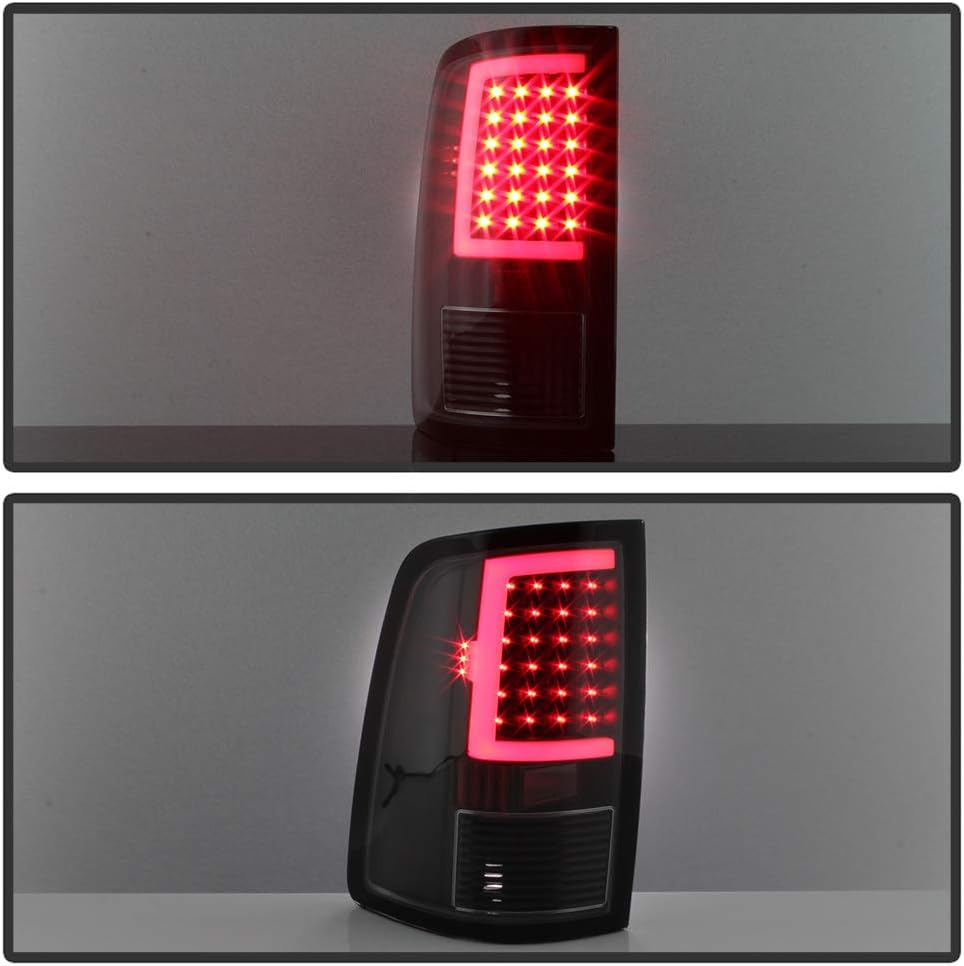 ACANII - For Black Smoked 2009-2018 Dodge Ram 1500 10-18 2500 3500 Incandescent Type Upgrade LED Tube Tail Lights Lamps