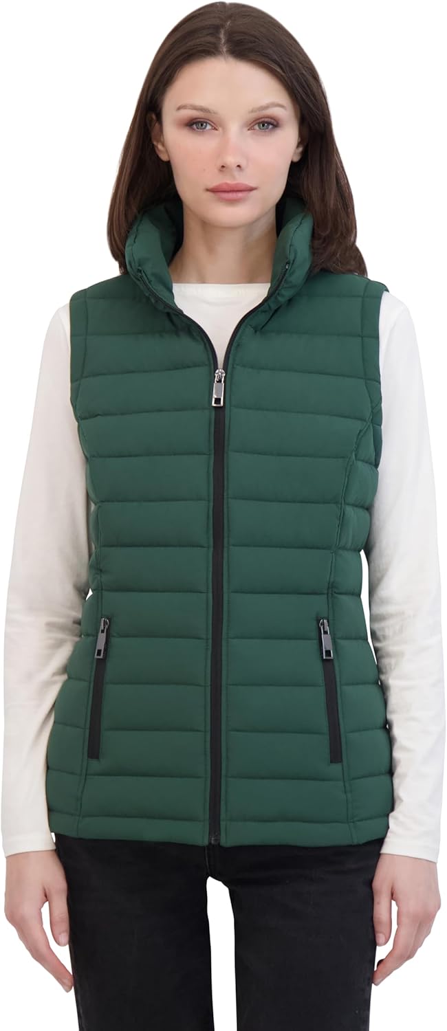 Nautica womens Stretch Puffer Vest – Water Resistant Transitional Layer Outerwear Vest