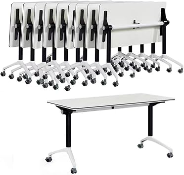 Conference Desk for Office,Writing Desk for Small Spaces Rolling Meeting Tables,flip top Training Tables with Wheels,for Office,Meeting Room,Classroom White,10 Pack47.223.629.5in