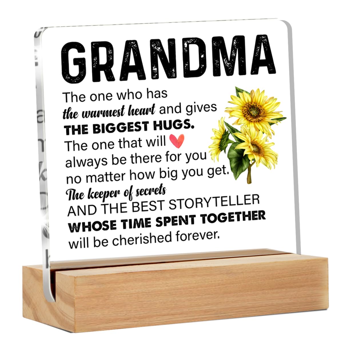 Grandma Gifts From Granddaughter Grandson, Birthday Christmas Mother's Day Gifts for Grandmother, Sunflower Grandma Clear ...