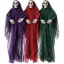3 Pack Halloween Hanging Skeleton Ghosts Decorations Outdoor Flying Fabric Ghosts (3)