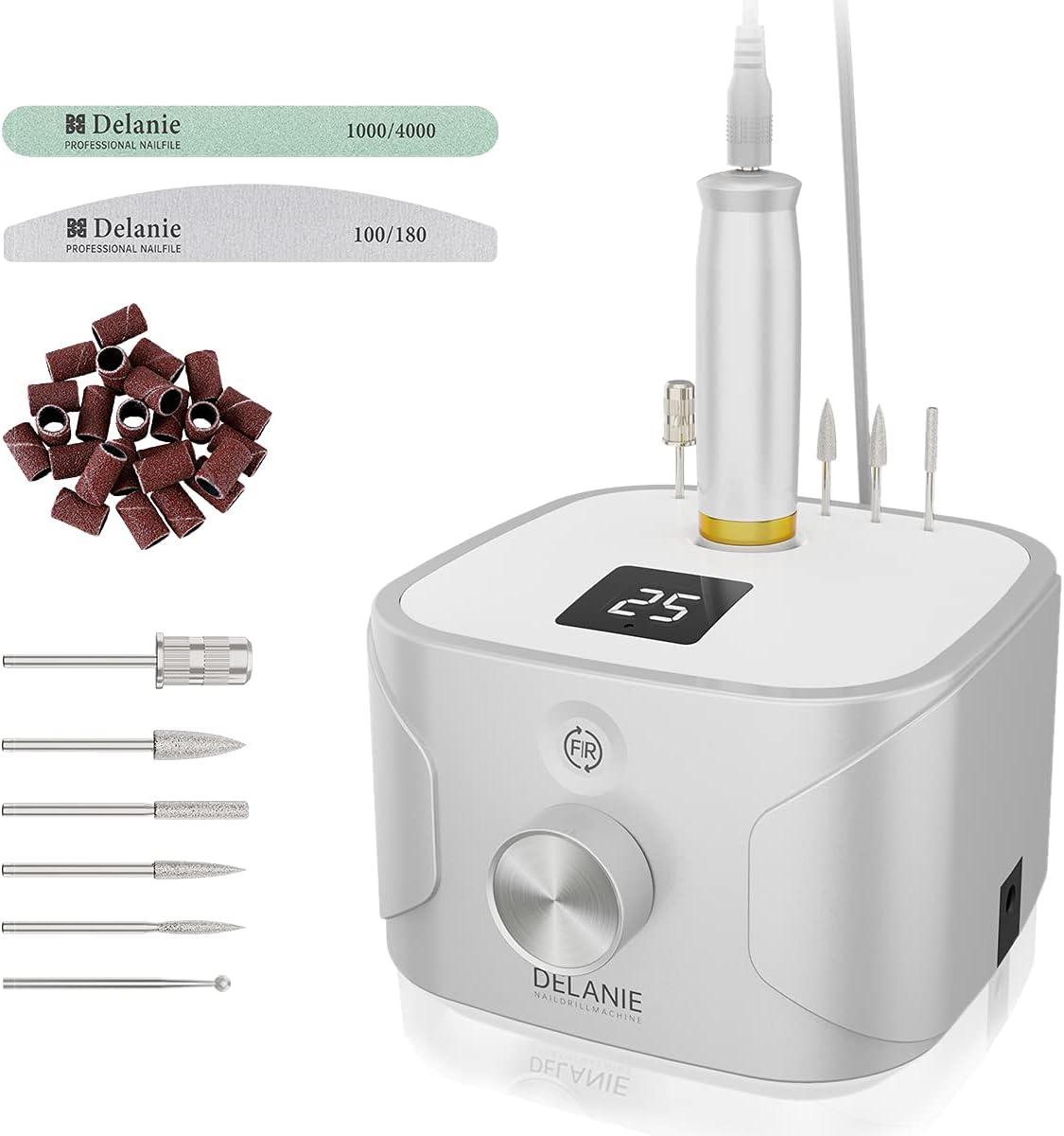 Delanie Nail Drill, Electric Nail File Kit 25000RPM Professional Nail