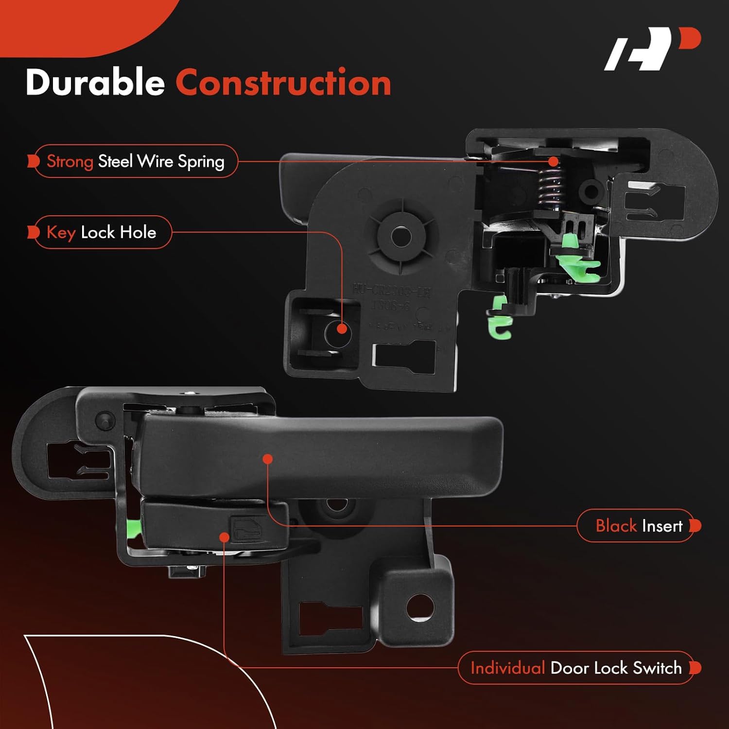 A-Premium Inside Interior Door Handles Compatible with Jeep JK Series Wrangler 2011-2016, Textured Black, 2-PC Set, Front or Rear Driver and Passenger Side