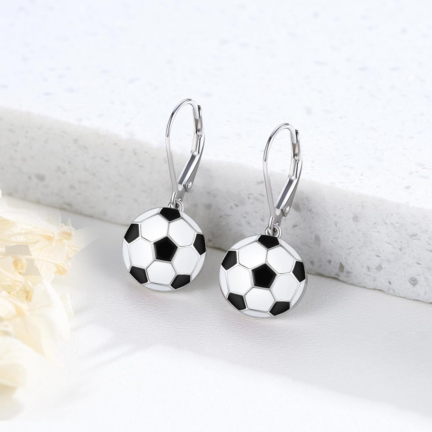JUSTKIDSTOY 925 Sterling Silver Ball Earrings Sports Leverback Dangle Drop Earrings Jewelry Gifts for Women Girls - Image 3