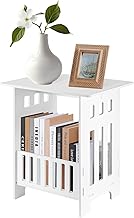 CROWNSHOP Small Side Table Side End Coffee Table Beside lamp Stand Nightstand Storage Shelf for Living Room Bedroom Bathroom Office Hallway White 1PCS