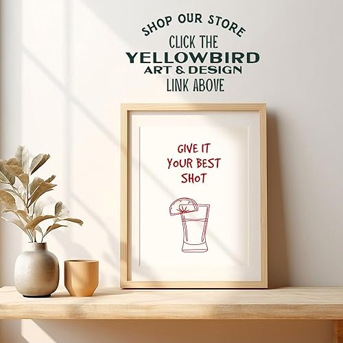 Miniatura 4 de YELLOWBIRD ART & DESIGN Bar Wall Art Funny Sayings - Cute Preppy Trendy Wall Decor - College Dorm Chic Home Decor - Happy Hour Sign Wall Art for