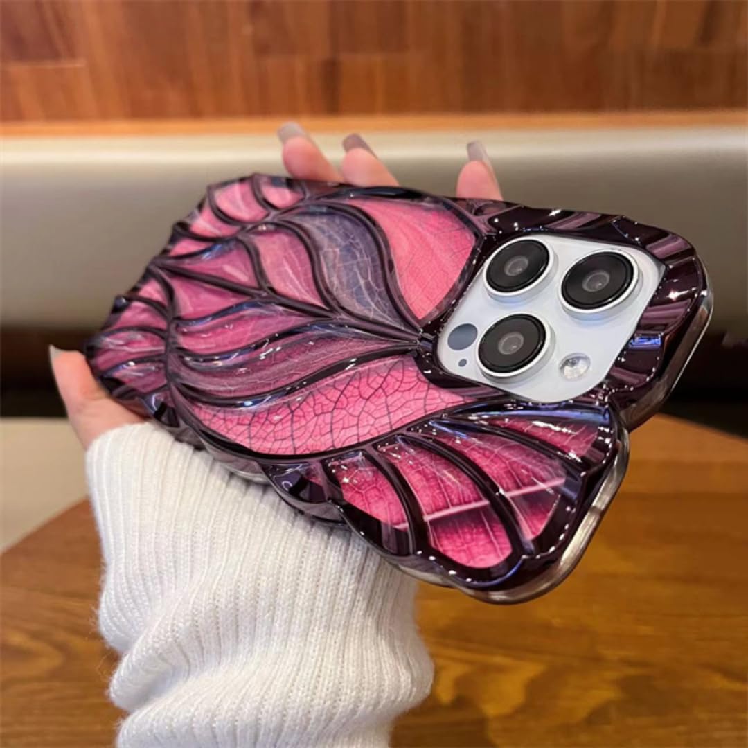 Coque iPhone 11 Pro Max violette cadeau idéal de luxe avec motif feuille - 8