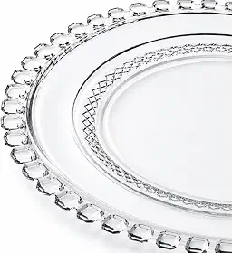 Kit com 4 Pratos de Sobremesa em Vidro Cristal com Estampa de Diamante de 19 cm, Modelo Elegante e Resistente, Ideal para Decoração de Mesa, Refeições, Doces e Uso Diário na Cozinha