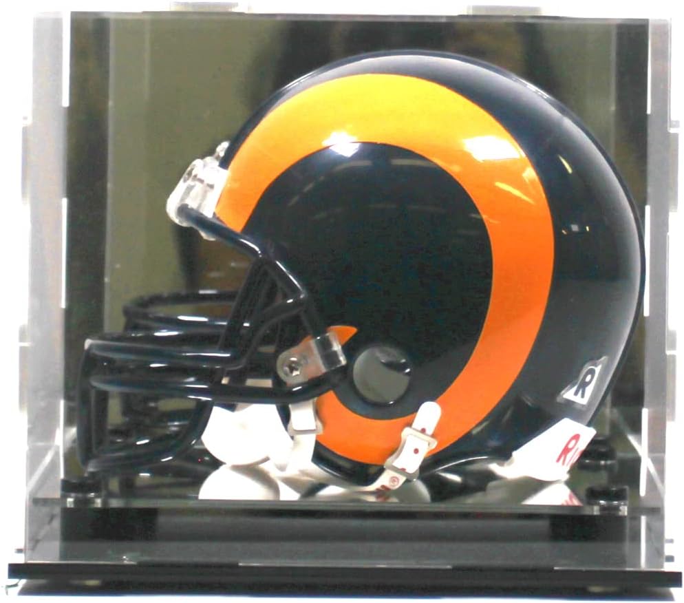 Mini Football Helmet Display Case Stand (2Pack) Box Sports Memorabilia Collectibles (Mirror Platform (2-Pack))