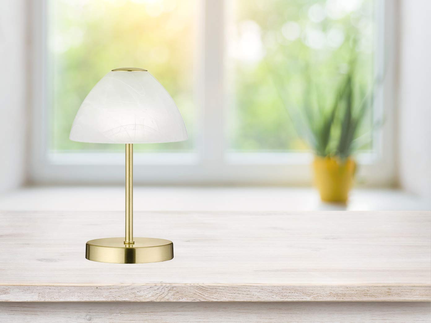 Zestaw 2 klasycznych lamp stołowych LED mosiądz dotykowy ściemniana wysokość 24 cm