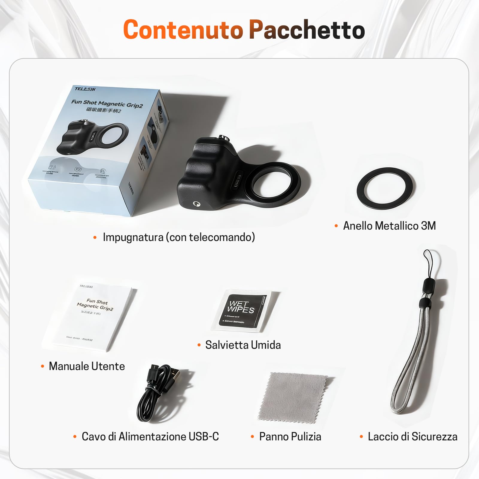 Jeebel Impugnatura Magnetica Smartphone - Grip Magnetica Camera per Telefono con Telecomando USB Wireless & Filetto 1/4 Pollice -Stabilizzatore Fotocamera per iPhone Android per Selfie Vlog Video