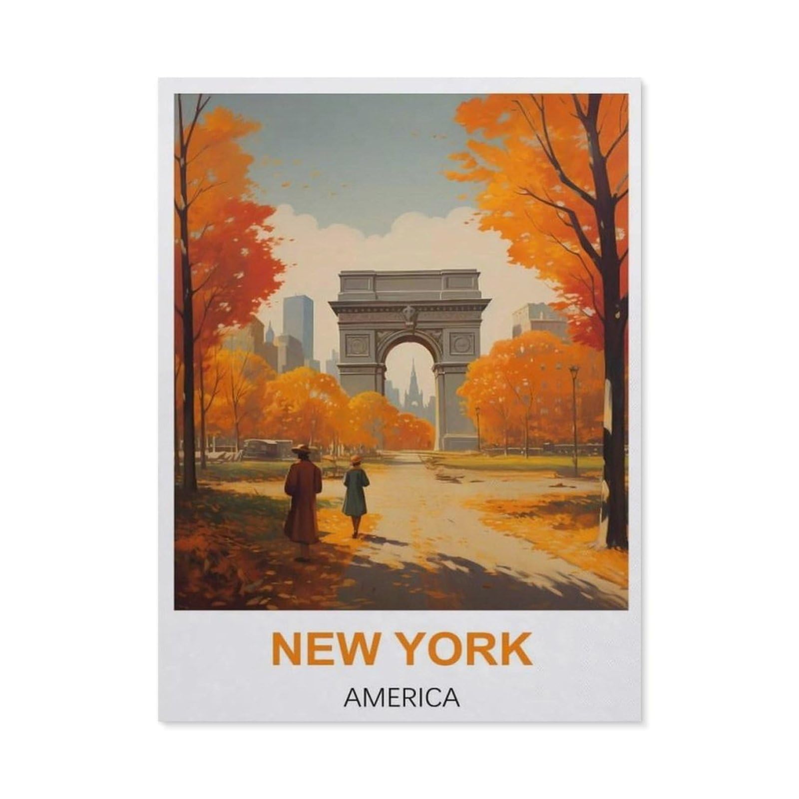 BEAYODKP 5D DIY Diamond Painting，New York America Vintage Travel Posters，Art Living Room Wall Decoration Gift（30 x 40 cm/11.81 x 15.74 inches）-BW33