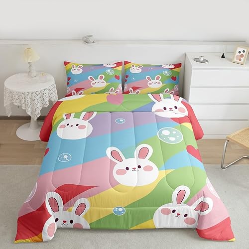 Miniatura 9 de Erosebridal Lindo juego de ropa de cama de hipopótamo, tamaño individual, con flores de cerezo rosa, juego de edredón de hoja de palmera tropical