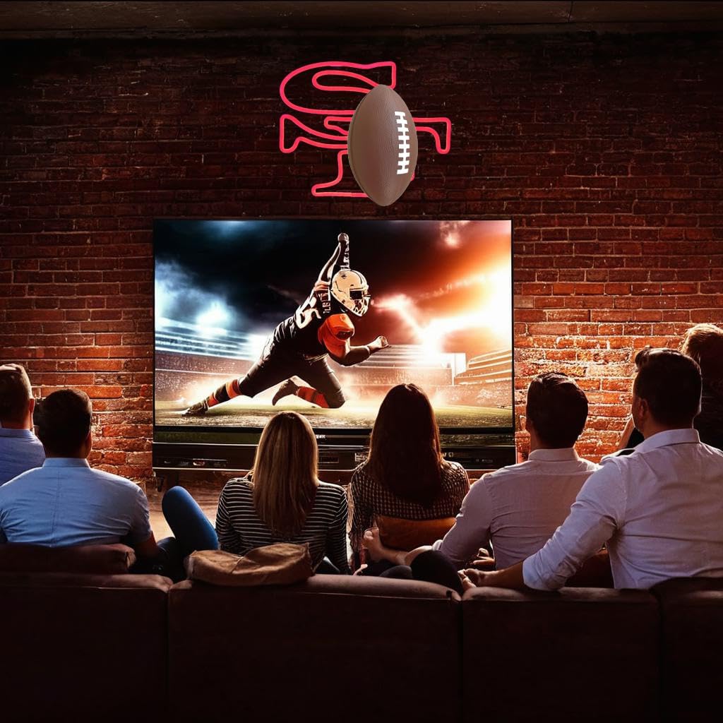 Football Rugby Sports Team Neon Sign Suitable for S. F Logo for Wall Decor USB Powered Dimmable Led Light Up Signs for Bedroom Men Cave Home Bar Salon Decor Birthday Xmas Gifts for Kids Fans