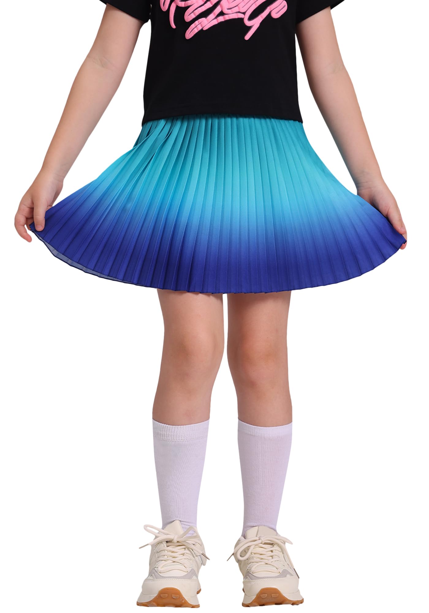 SEAUR Mädchen Tennisrock mit Innenhose Farbverlauf Faltenrock Kinder Skater Rock Sportrock Süß Minirock Sommerrock Golf Skorts 5-12 Jahre