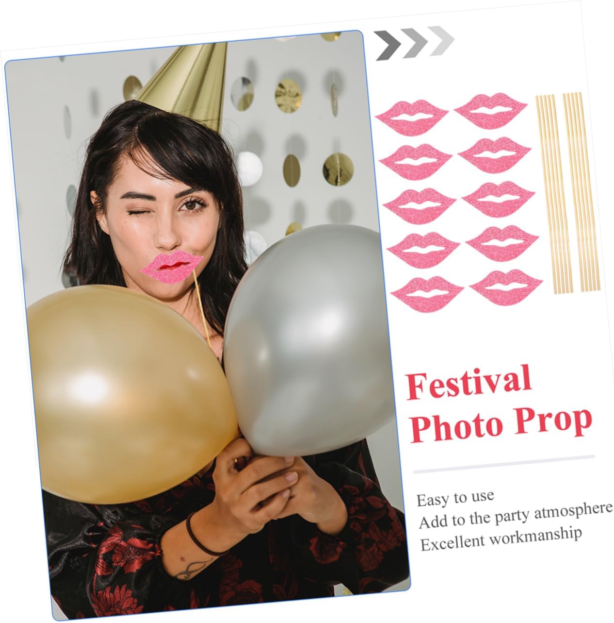 PRETYZOOM 40 Sets Funny Lips Photo Props Party Decorative Photo Booth Accessories for Weddings Birthdays and Celebrations Premium Quality Material Unique Creative Design