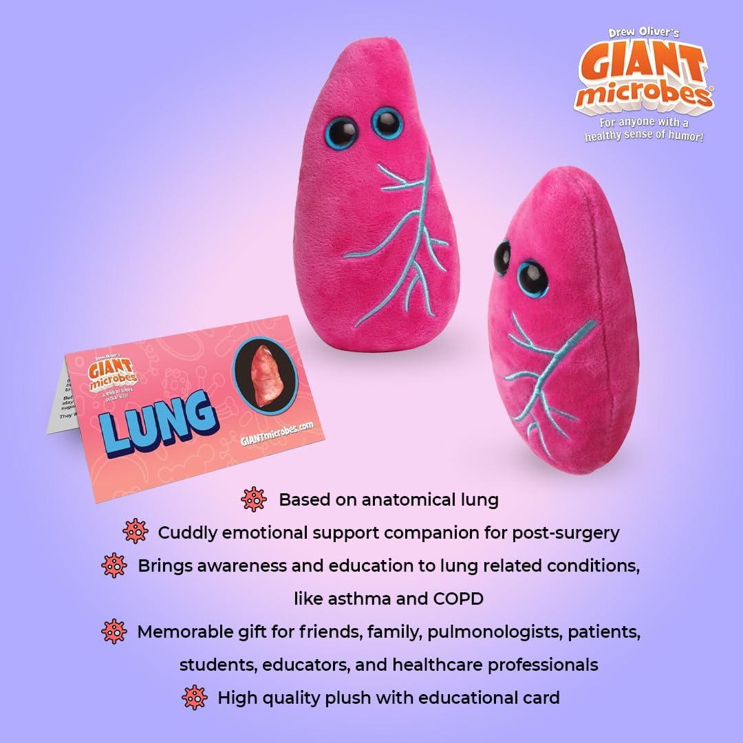 GIANT MICROBES Lung Plush, Respiratory Therapist Gifts, Pulmonology Gifts, Respiratory Therapy, Lung Cancer Survivor Gift, Anatomy Model - Image 3