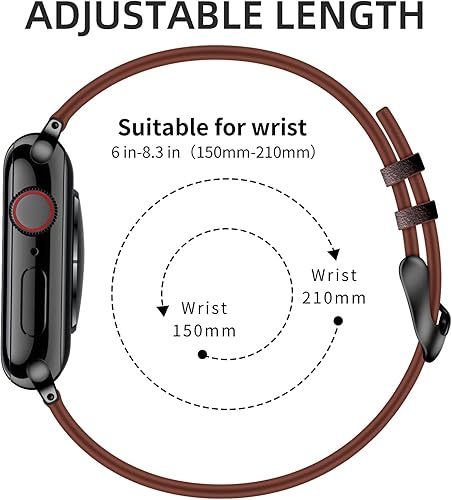 Miniatura 5 de Tobfit Correa delgada de cuero para Apple Watch Band 1.496 in 1.575 in 1.614 in 1.654 in 1.732 in 1.772 in, correa de cuero de vaca de grano
