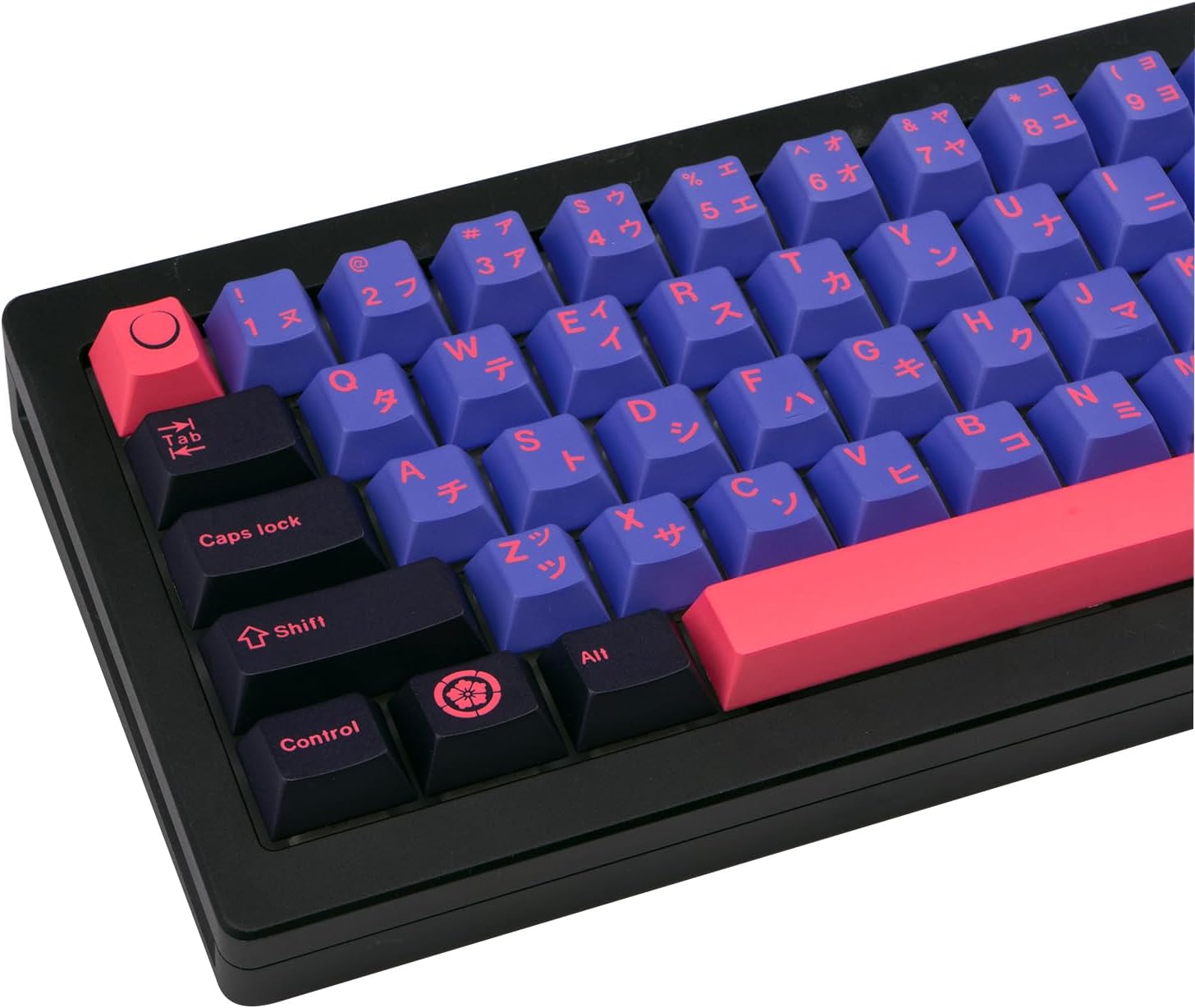 129 Keys Black Purple Keycaps, Ninja Japanese PBT Custom Keycaps, Cherry Profile Dye Sublimation Keycap Set for Cherry MX Gateron Kailh Switches Mechanical Keyboard