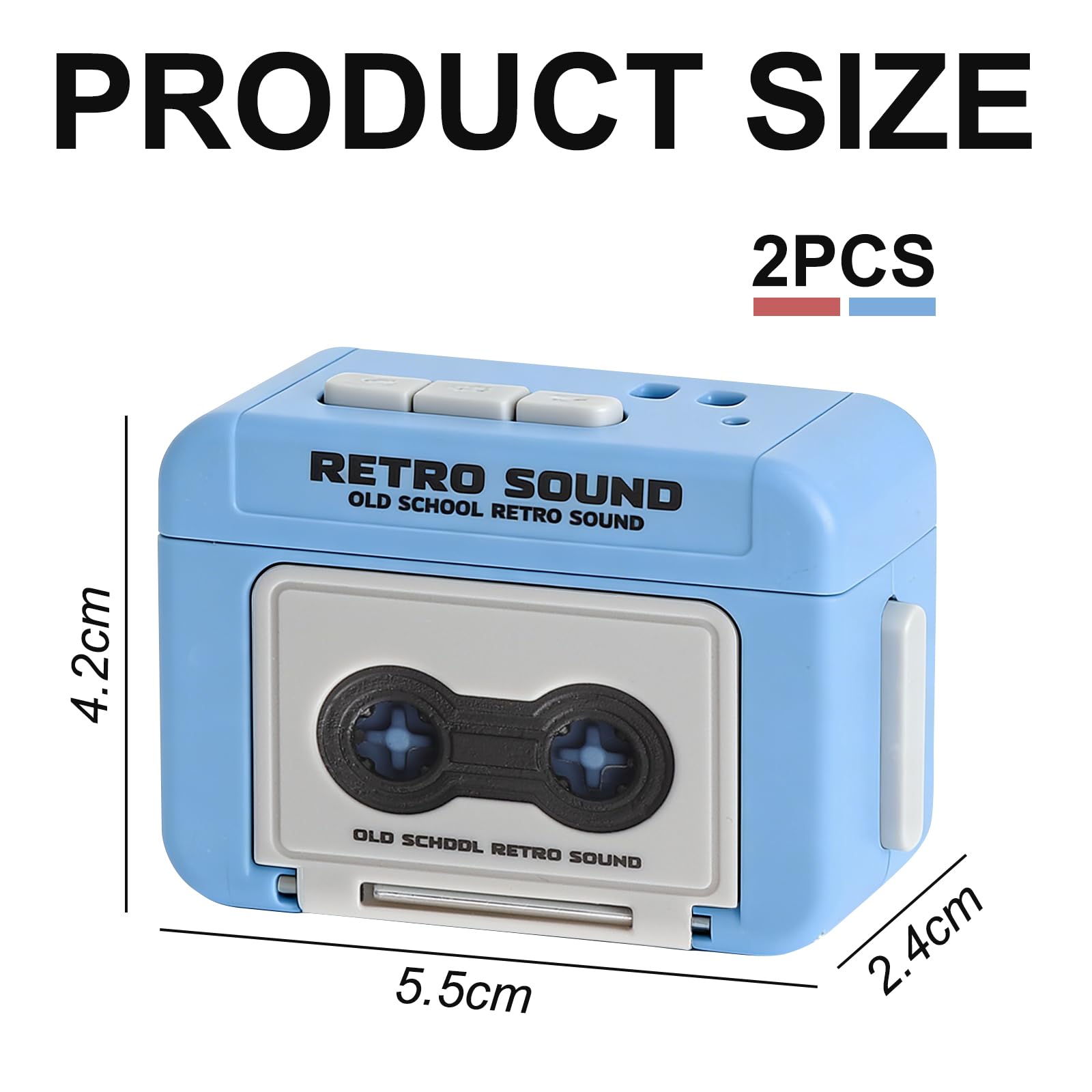 TNSLAND 2 Piezas Mini Grabadora Cassette Llavero Retro, Llavero con Mensaje de Voz 30 Segundos, 3 Canciones Integradas, Objeto Decorativo Años 80, Regalo Romántico para Pareja, Amantes de la Música — view 2